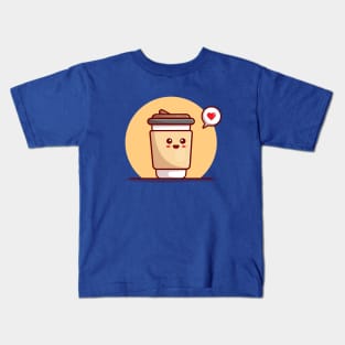 Cute Coffee Cup Cartoon Vector Icon Illustration Kids T-Shirt